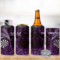 Personalised New Zealand Darts 4 in 1 Can Cooler Tumbler Maori Koru Dartboard Purple Flame LT05 - Polynesian Pride