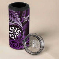Personalised New Zealand Darts 4 in 1 Can Cooler Tumbler Maori Koru Dartboard Purple Flame LT05 - Polynesian Pride
