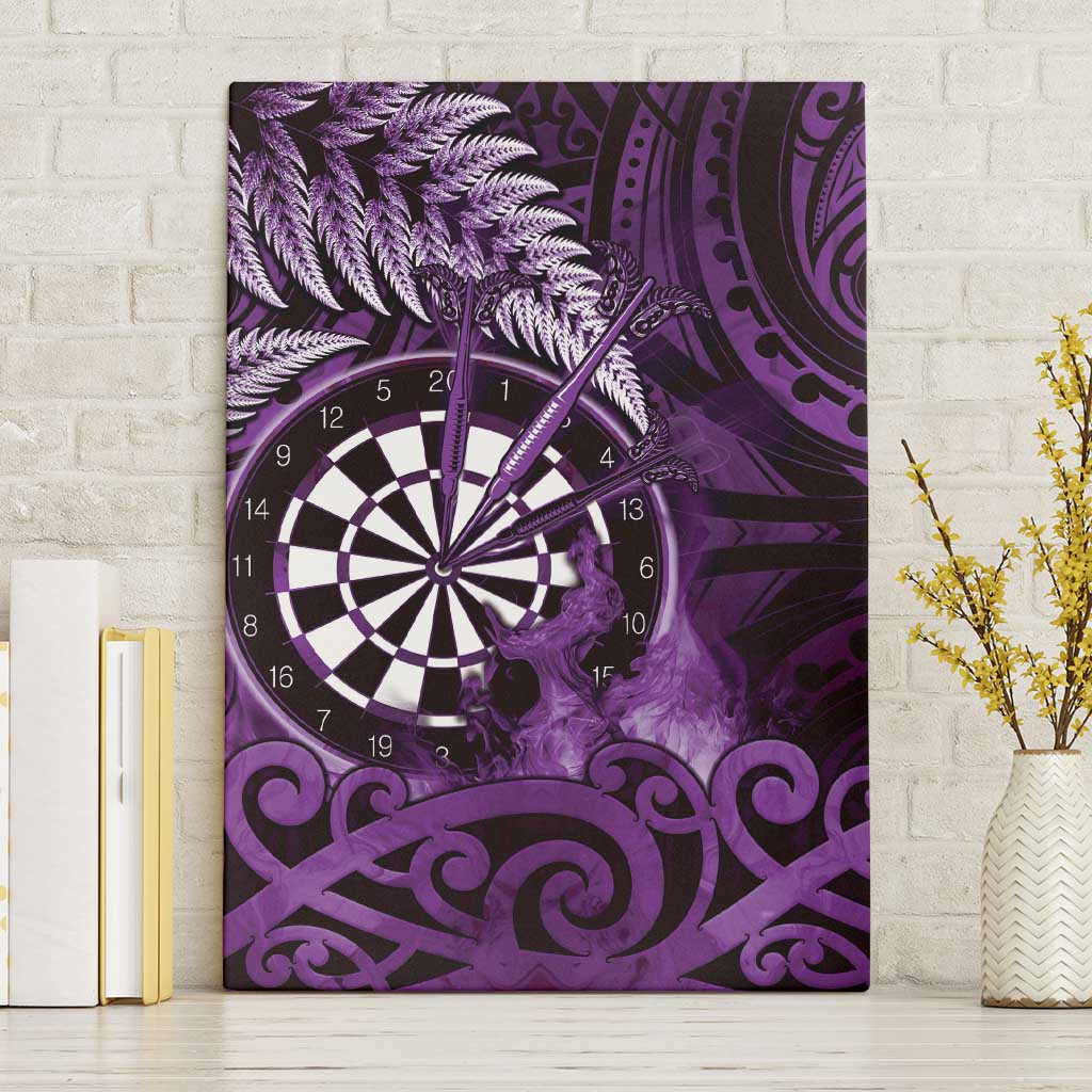 New Zealand Darts Canvas Wall Art Maori Koru Dartboard Purple Flame LT05 Without Frame Purple - Polynesian Pride