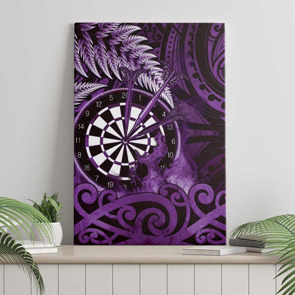 New Zealand Darts Canvas Wall Art Maori Koru Dartboard Purple Flame LT05 - Polynesian Pride