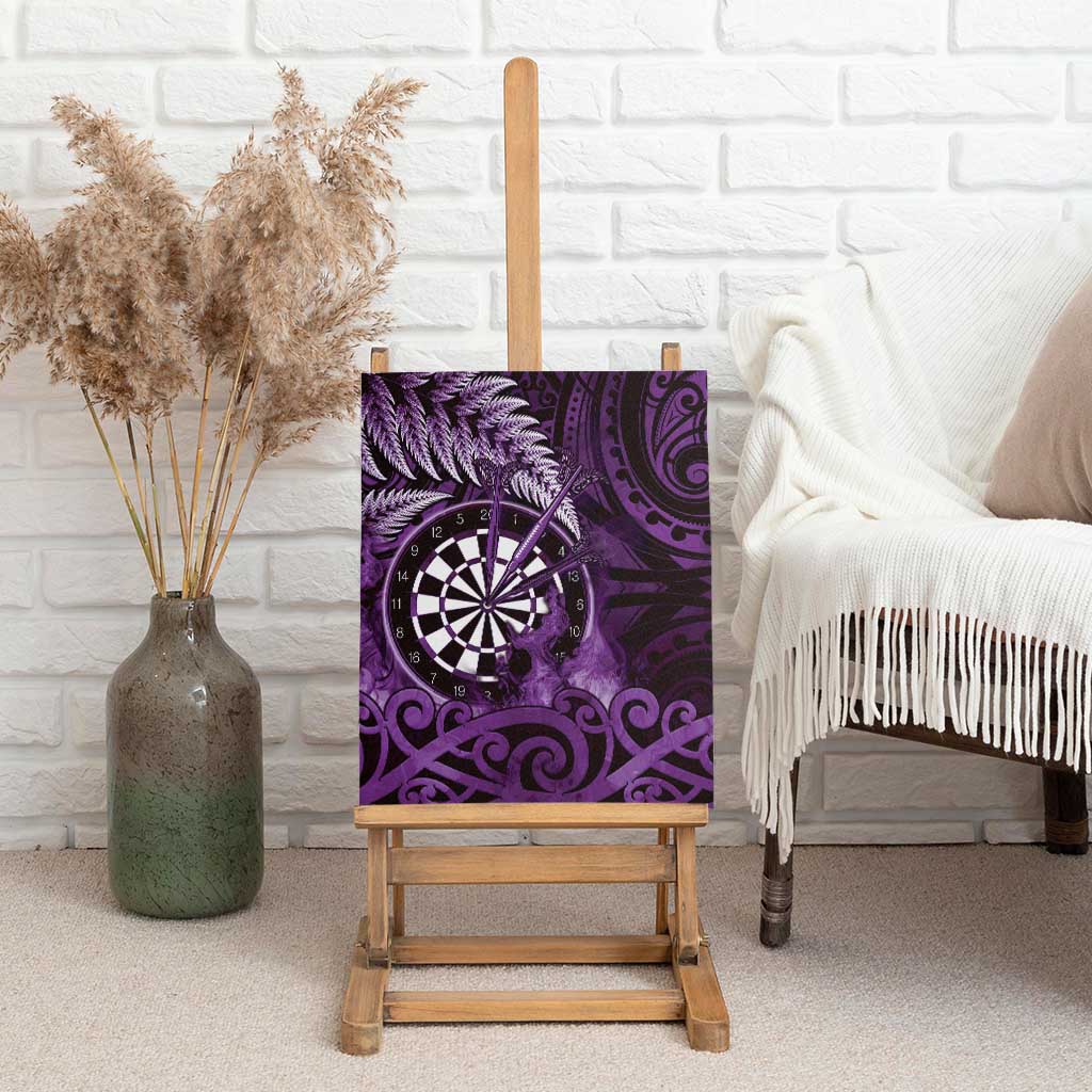 New Zealand Darts Canvas Wall Art Maori Koru Dartboard Purple Flame LT05 - Polynesian Pride
