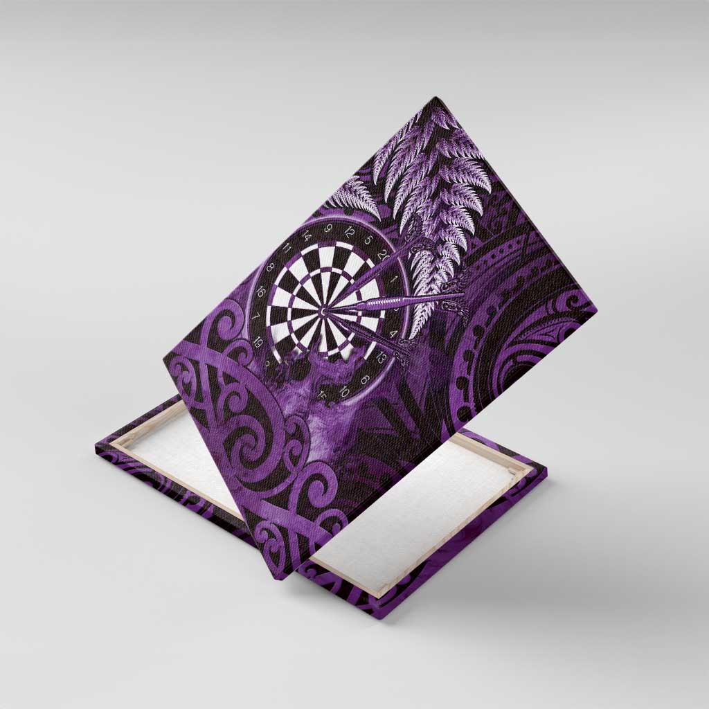 New Zealand Darts Canvas Wall Art Maori Koru Dartboard Purple Flame LT05 With Frame Purple - Polynesian Pride