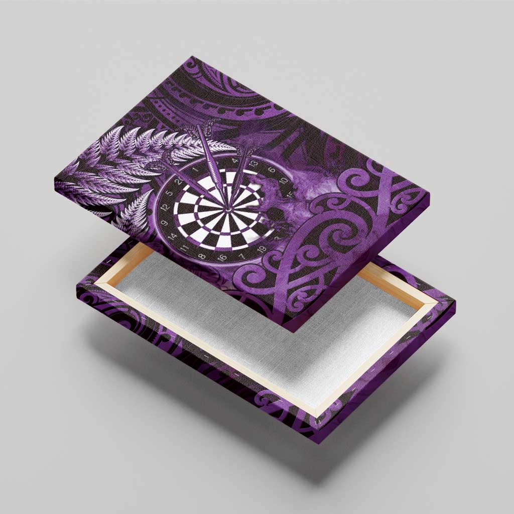 New Zealand Darts Canvas Wall Art Maori Koru Dartboard Purple Flame LT05 - Polynesian Pride