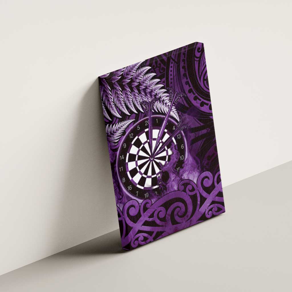 New Zealand Darts Canvas Wall Art Maori Koru Dartboard Purple Flame LT05 - Polynesian Pride