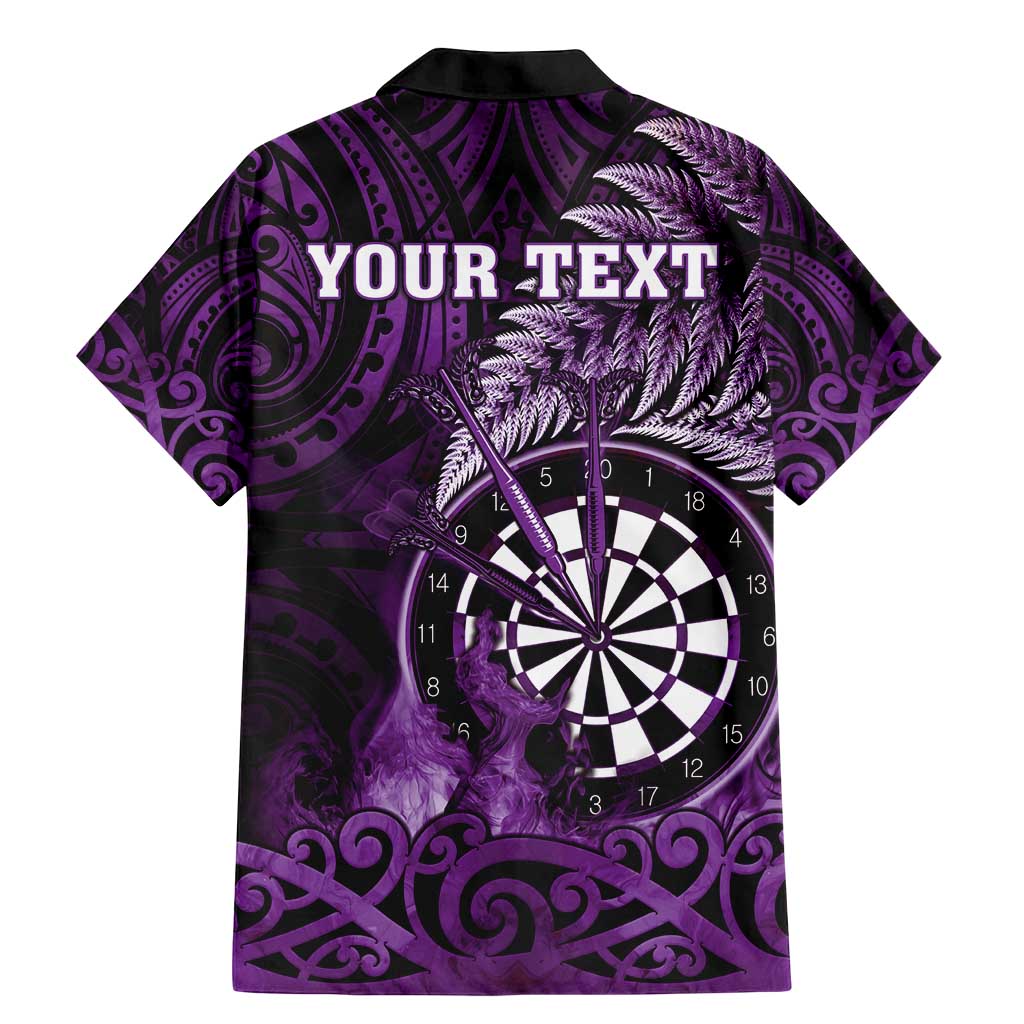 Personalised New Zealand Darts Family Matching Mermaid Dress and Hawaiian Shirt Maori Koru Dartboard Purple Flame LT05 - Polynesian Pride