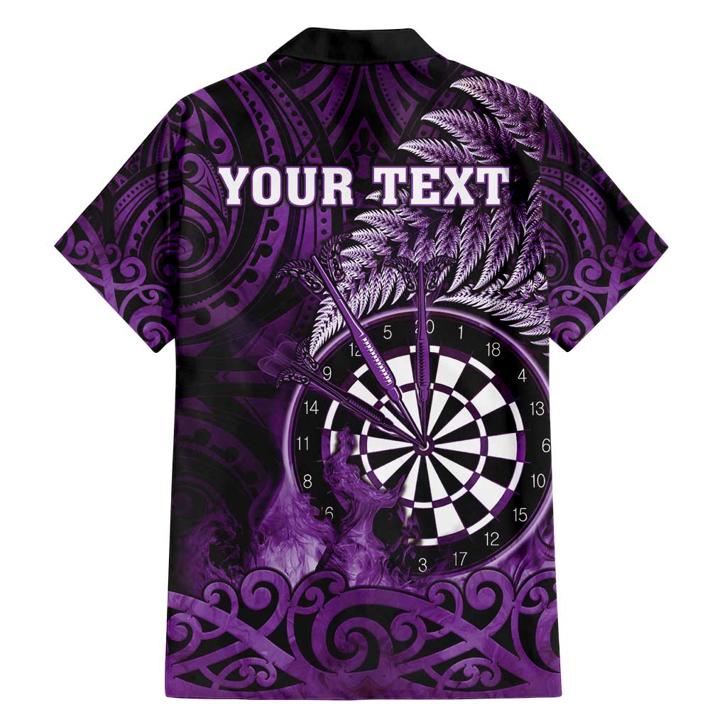 Personalised New Zealand Darts Family Matching Off Shoulder Maxi Dress and Hawaiian Shirt Maori Koru Dartboard Purple Flame LT05 - Polynesian Pride