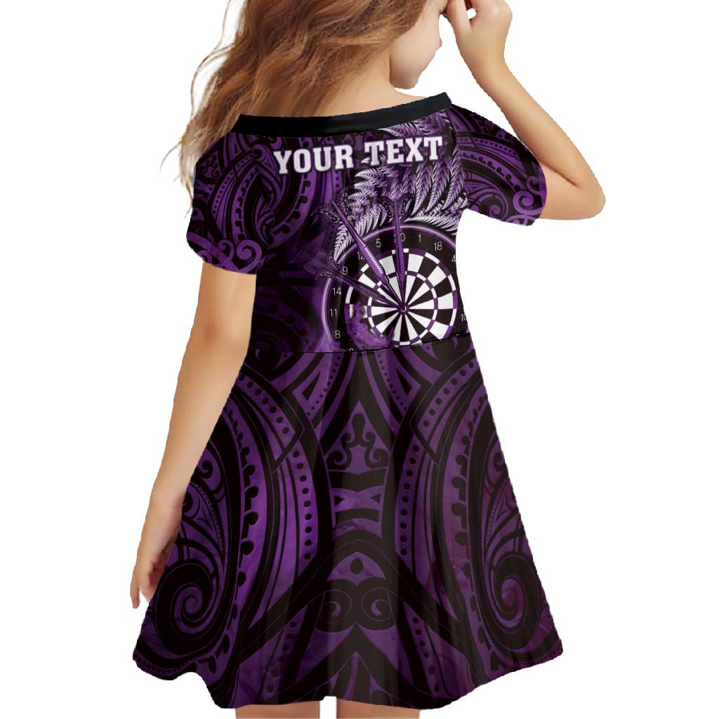 Personalised New Zealand Darts Family Matching Summer Maxi Dress and Hawaiian Shirt Maori Koru Dartboard Purple Flame LT05 - Polynesian Pride