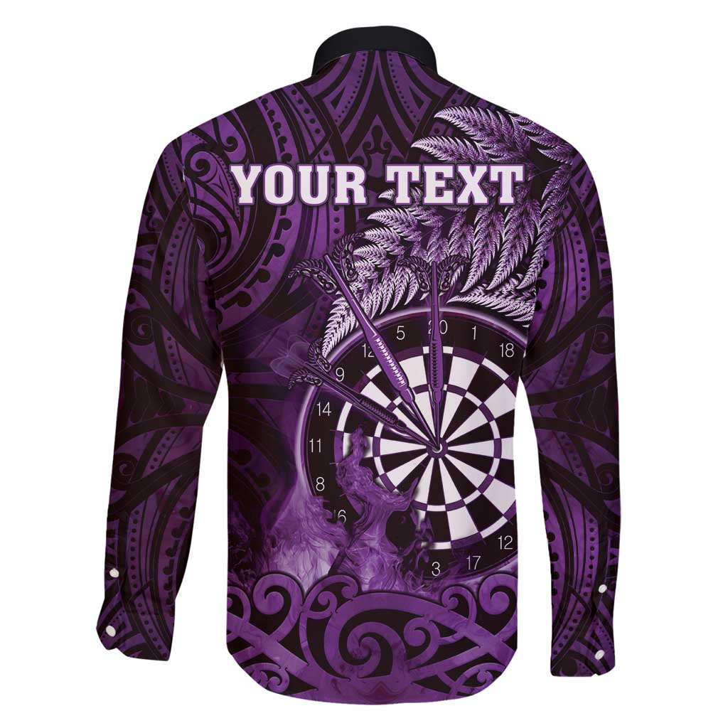 Personalised New Zealand Darts Family Matching Summer Maxi Dress and Hawaiian Shirt Maori Koru Dartboard Purple Flame LT05 - Polynesian Pride