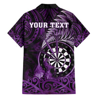 Personalised New Zealand Darts Family Matching Tank Maxi Dress and Hawaiian Shirt Maori Koru Dartboard Purple Flame LT05 - Polynesian Pride