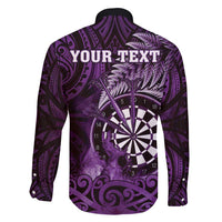 Personalised New Zealand Darts Family Matching Tank Maxi Dress and Hawaiian Shirt Maori Koru Dartboard Purple Flame LT05 - Polynesian Pride