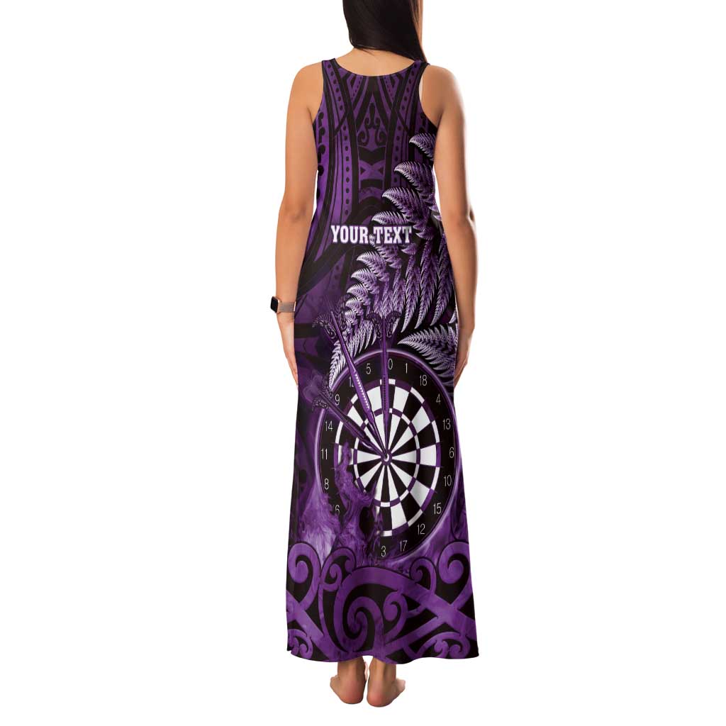 Personalised New Zealand Darts Family Matching Tank Maxi Dress and Hawaiian Shirt Maori Koru Dartboard Purple Flame LT05 - Polynesian Pride