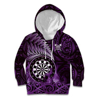 Personalised New Zealand Darts Kid Hoodie Maori Koru Dartboard Purple Flame LT05 Hoodie Purple - Polynesian Pride