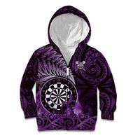Personalised New Zealand Darts Kid Hoodie Maori Koru Dartboard Purple Flame LT05 Zip Hoodie Purple - Polynesian Pride