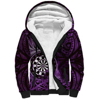 Personalised New Zealand Darts Sherpa Hoodie Maori Koru Dartboard Purple Flame LT05 Unisex Purple - Polynesian Pride