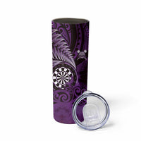 Personalised New Zealand Darts Skinny Tumbler Maori Koru Dartboard Purple Flame LT05 - Polynesian Pride