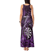 Personalised New Zealand Darts Tank Maxi Dress Maori Koru Dartboard Purple Flame LT05 - Polynesian Pride