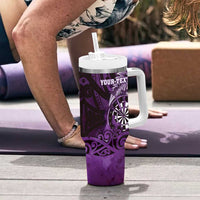 Personalised New Zealand Darts Tumbler With Handle Maori Koru Dartboard Purple Flame