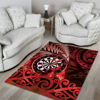 New Zealand Darts Area Rug Maori Koru Dartboard Red Flame
