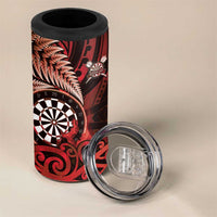 Personalised New Zealand Darts 4 in 1 Can Cooler Tumbler Maori Koru Dartboard Red Flame LT05 - Polynesian Pride