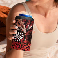 Personalised New Zealand Darts 4 in 1 Can Cooler Tumbler Maori Koru Dartboard Red Flame LT05 - Polynesian Pride
