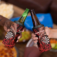 Personalised New Zealand Darts 4 in 1 Can Cooler Tumbler Maori Koru Dartboard Red Flame LT05 - Polynesian Pride