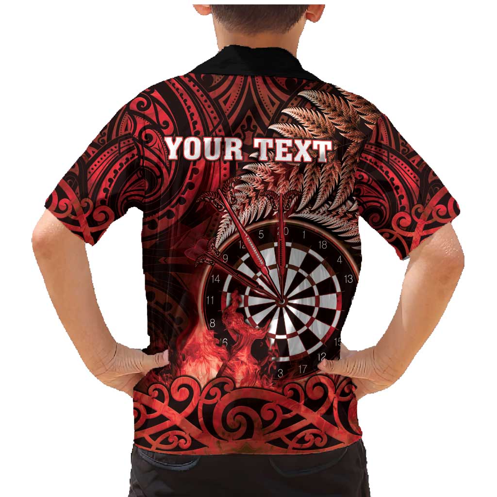 Personalised New Zealand Darts Family Matching Mermaid Dress and Hawaiian Shirt Maori Koru Dartboard Red Flame LT05 - Polynesian Pride