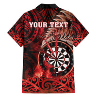 Personalised New Zealand Darts Family Matching Off Shoulder Maxi Dress and Hawaiian Shirt Maori Koru Dartboard Red Flame LT05 - Polynesian Pride