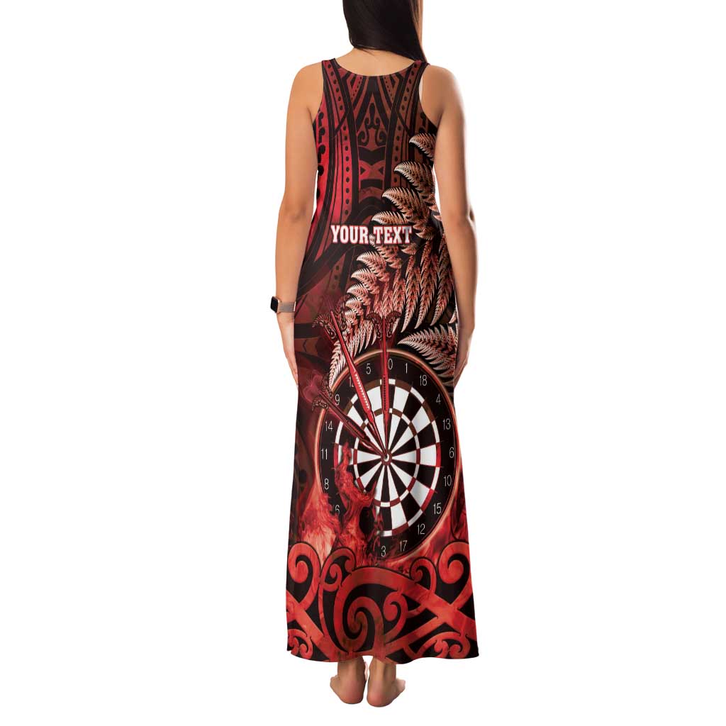 Personalised New Zealand Darts Family Matching Tank Maxi Dress and Hawaiian Shirt Maori Koru Dartboard Red Flame LT05 - Polynesian Pride