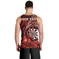Personalised New Zealand Darts Men Tank Top Maori Koru Dartboard Red Flame LT05 - Polynesian Pride