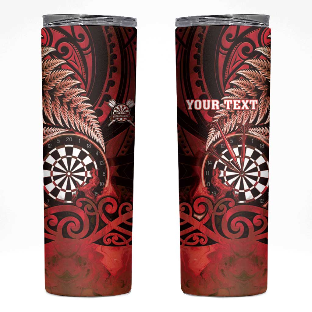Personalised New Zealand Darts Skinny Tumbler Maori Koru Dartboard Red Flame LT05 Red - Polynesian Pride