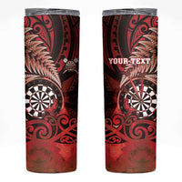 Personalised New Zealand Darts Skinny Tumbler Maori Koru Dartboard Red Flame LT05 Red - Polynesian Pride