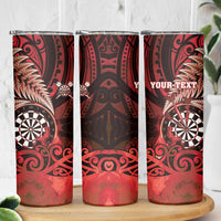 Personalised New Zealand Darts Skinny Tumbler Maori Koru Dartboard Red Flame LT05 - Polynesian Pride