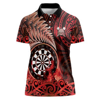 Personalised New Zealand Darts Women Polo Shirt Maori Koru Dartboard Red Flame LT05 Female Red - Polynesian Pride