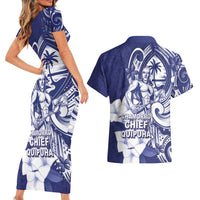 Guam Chief Quipuha Couples Matching Short Sleeve Bodycon Dress and Hawaiian Shirt Polynesian Pattern With Guasali Flowers LT05 - Polynesian Pride