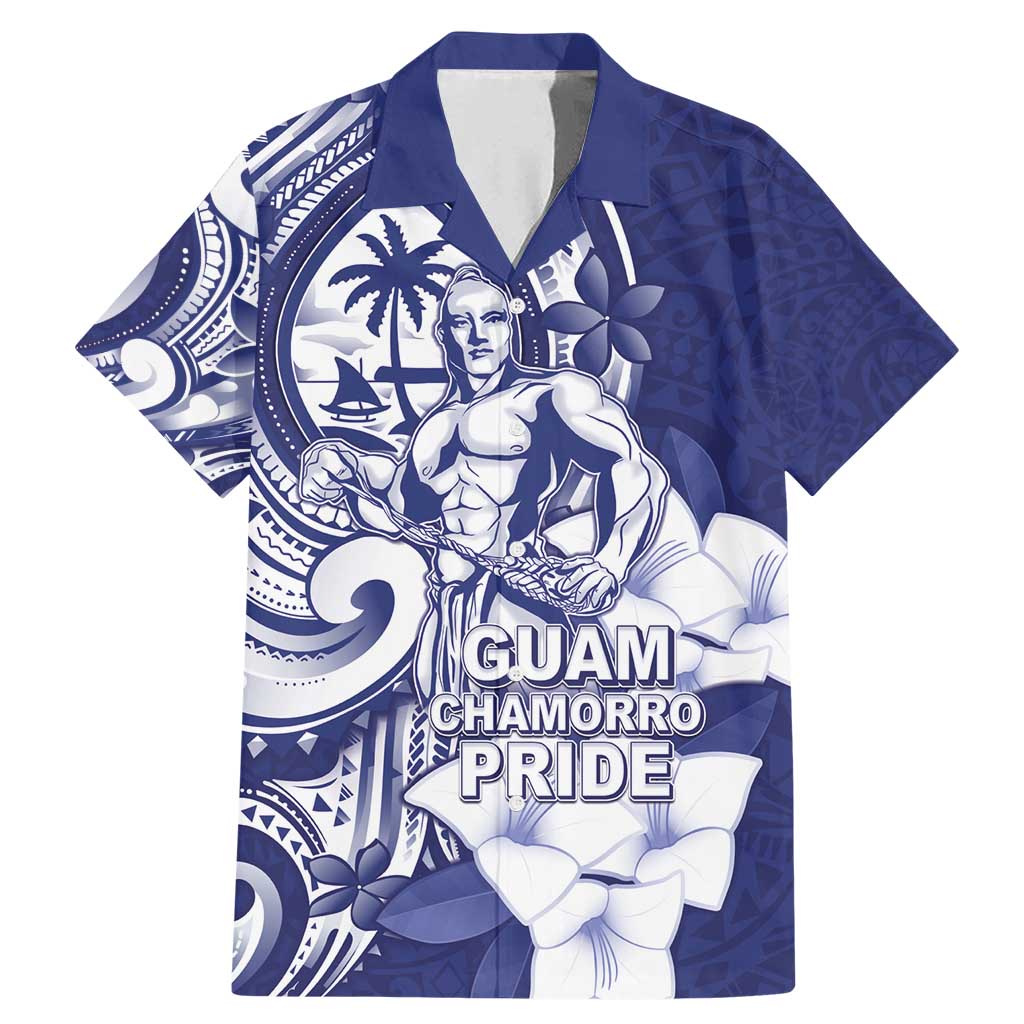 Guam Chief Quipuha Family Matching Mermaid Dress and Hawaiian Shirt Polynesian Pattern With Guasali Flowers LT05 Dad's Shirt - Short Sleeve Navy - Polynesian Pride