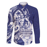 Guam Chief Quipuha Family Matching Mermaid Dress and Hawaiian Shirt Polynesian Pattern With Guasali Flowers LT05 Dad's Shirt - Long Sleeve Navy - Polynesian Pride