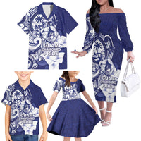 Guam Chief Quipuha Family Matching Off The Shoulder Long Sleeve Dress and Hawaiian Shirt Polynesian Pattern With Guasali Flowers LT05 - Polynesian Pride