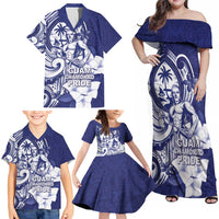 Guam Chief Quipuha Family Matching Off Shoulder Maxi Dress and Hawaiian Shirt Polynesian Pattern With Guasali Flowers LT05 - Polynesian Pride