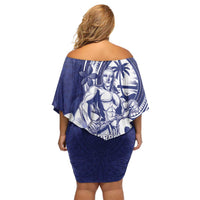 Guam Chief Quipuha Family Matching Off Shoulder Short Dress and Hawaiian Shirt Polynesian Pattern With Guasali Flowers LT05 - Polynesian Pride