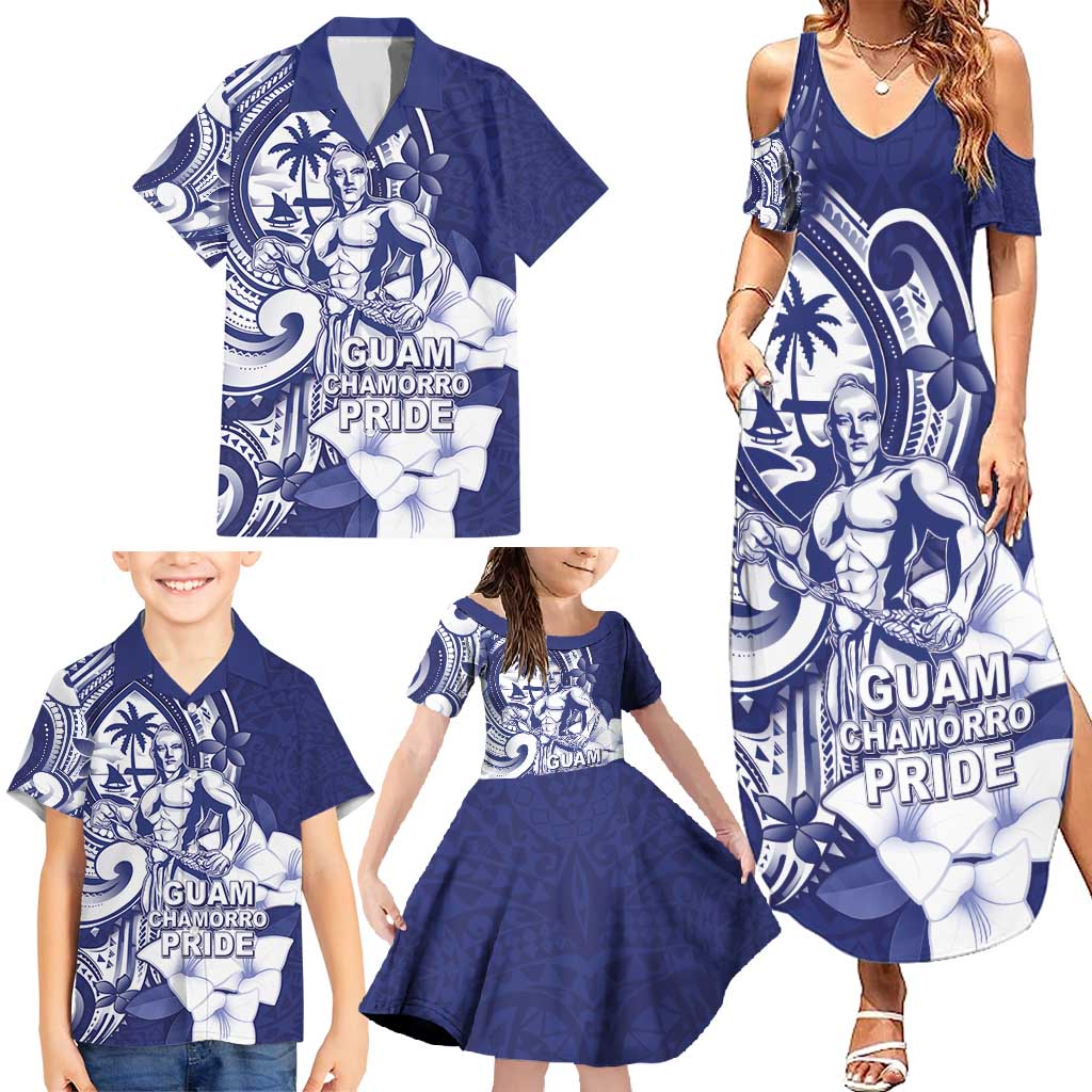 Guam Chief Quipuha Family Matching Summer Maxi Dress and Hawaiian Shirt Polynesian Pattern With Guasali Flowers LT05 - Polynesian Pride