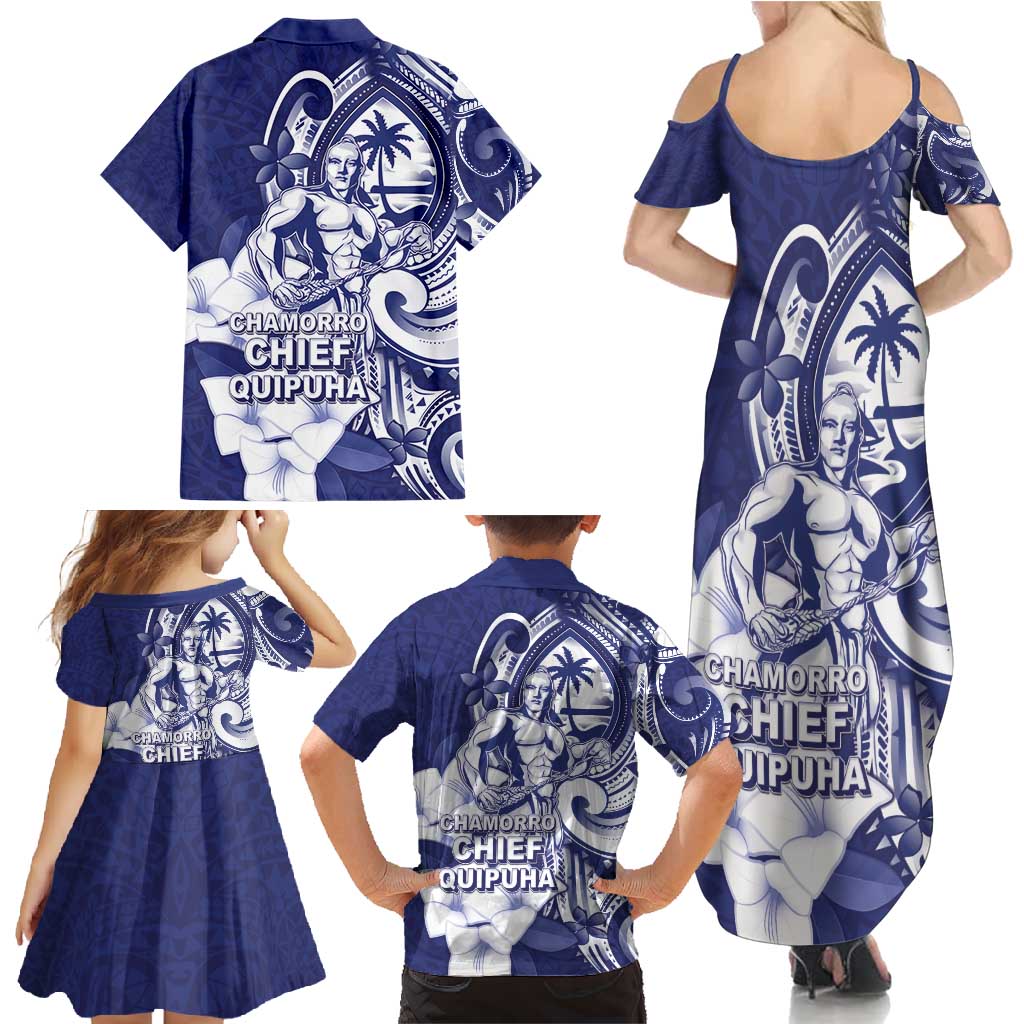 Guam Chief Quipuha Family Matching Summer Maxi Dress and Hawaiian Shirt Polynesian Pattern With Guasali Flowers LT05 - Polynesian Pride