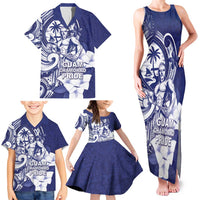 Guam Chief Quipuha Family Matching Tank Maxi Dress and Hawaiian Shirt Polynesian Pattern With Guasali Flowers LT05 - Polynesian Pride