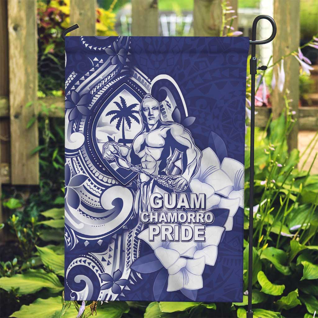 Guam Chief Quipuha Garden Flag Polynesian Pattern With Guasali Flowers LT05 Garden Flag Navy - Polynesian Pride