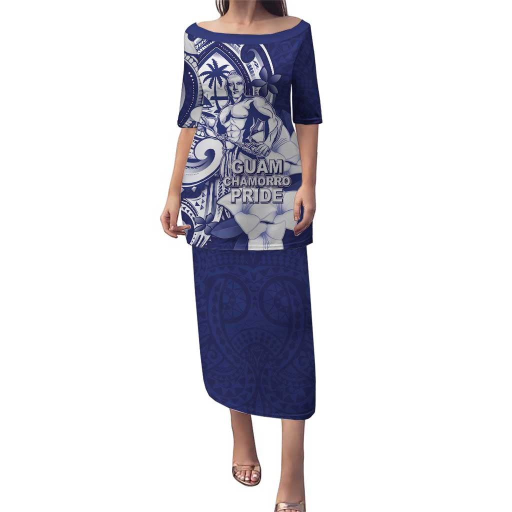 Guam Chief Quipuha Puletasi Polynesian Pattern With Guasali Flowers