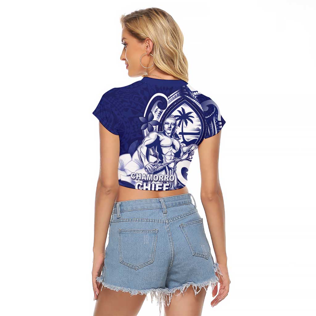 Guam Chief Quipuha Raglan Cropped T Shirt Polynesian Pattern With Guasali Flowers