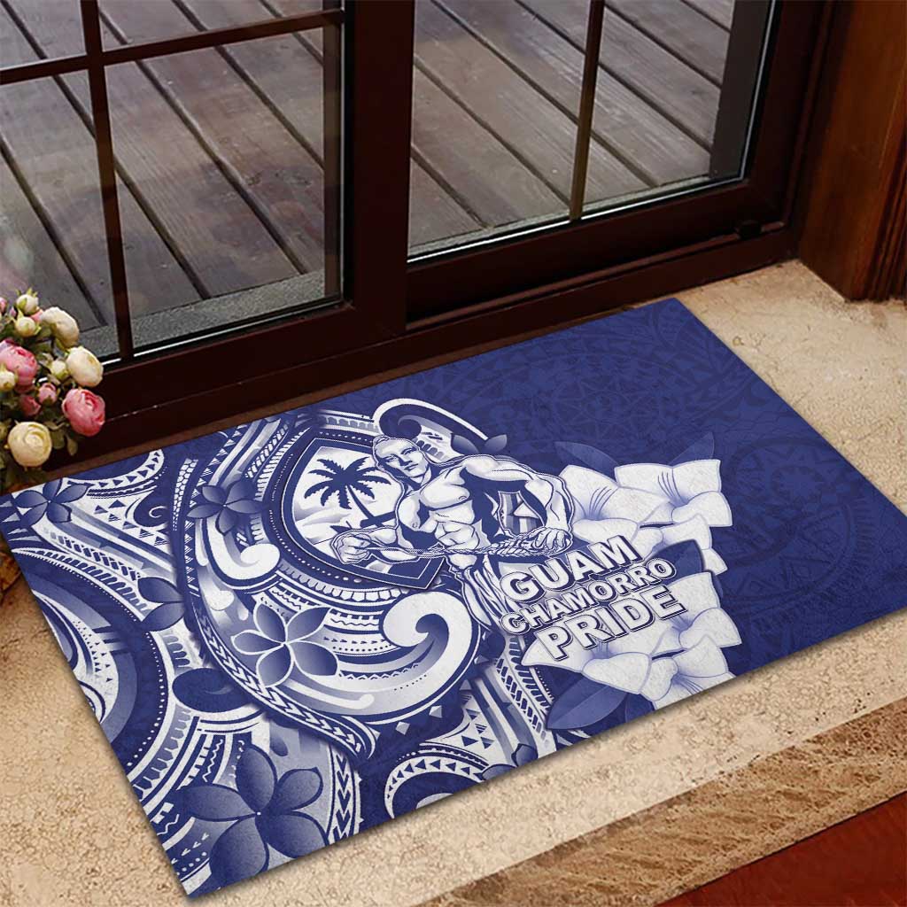 Guam Chief Quipuha Rubber Doormat Polynesian Pattern With Guasali Flowers