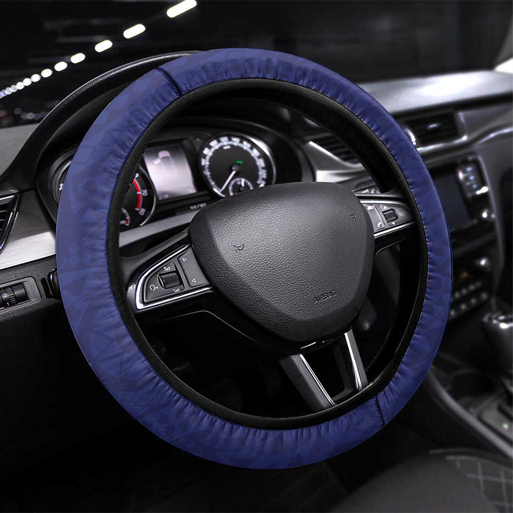 Guam Chief Quipuha Steering Wheel Cover Polynesian Pattern With Guasali Flowers