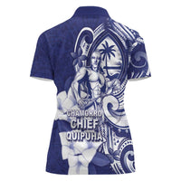 Guam Chief Quipuha Women Polo Shirt Polynesian Pattern With Guasali Flowers LT05 - Polynesian Pride