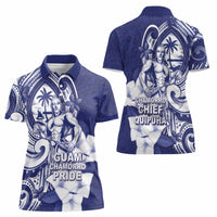 Guam Chief Quipuha Women Polo Shirt Polynesian Pattern With Guasali Flowers LT05 - Polynesian Pride