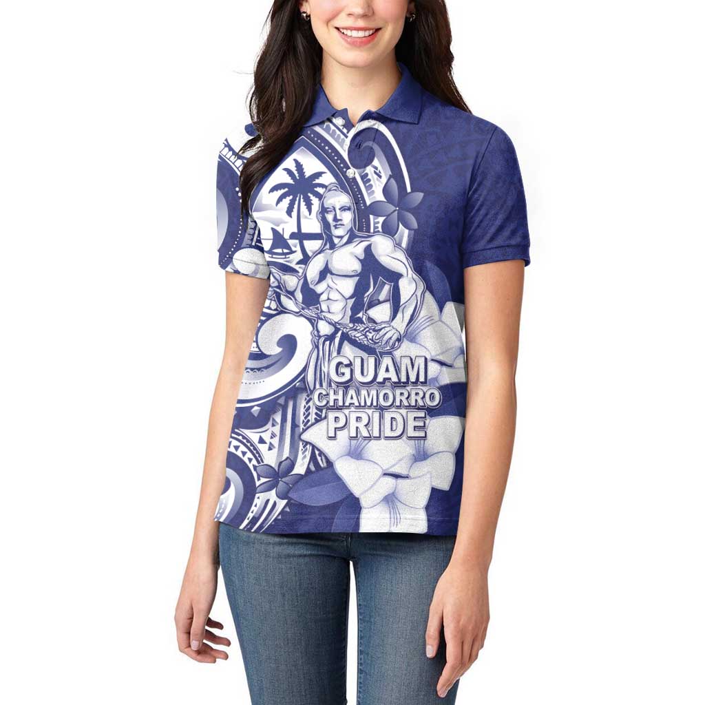 Guam Chief Quipuha Women Polo Shirt Polynesian Pattern With Guasali Flowers LT05 - Polynesian Pride